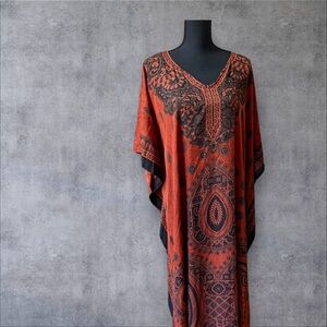 Sante Classic Elegant Orange and Black Kaftan Dress